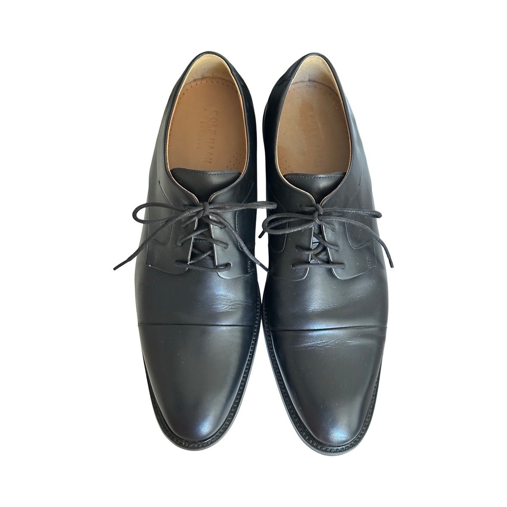 Cole Haan Mens Lenox Hill Cap Toe Derby Black Leather Dress Shoes C20155 SZ 12 M